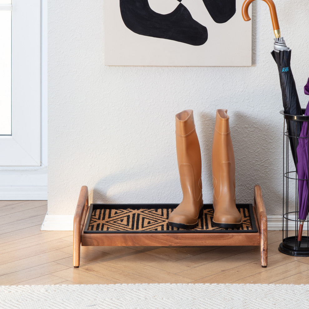 Single-Tier Natural Stand With 2-Pair Rubber Boot Tray Ibadan