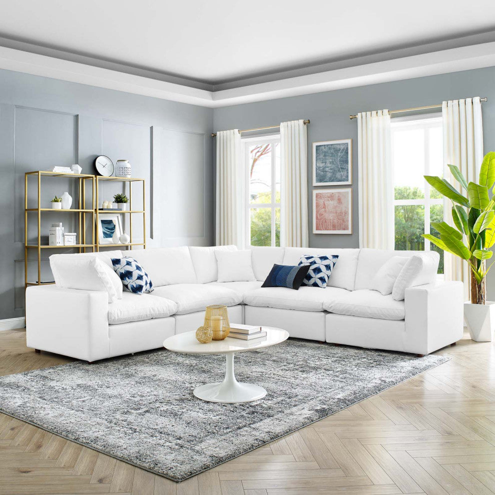 Sectional Sofa Set, Faux Vegan Leather, White, Modern, Living Lounge Hospitality
