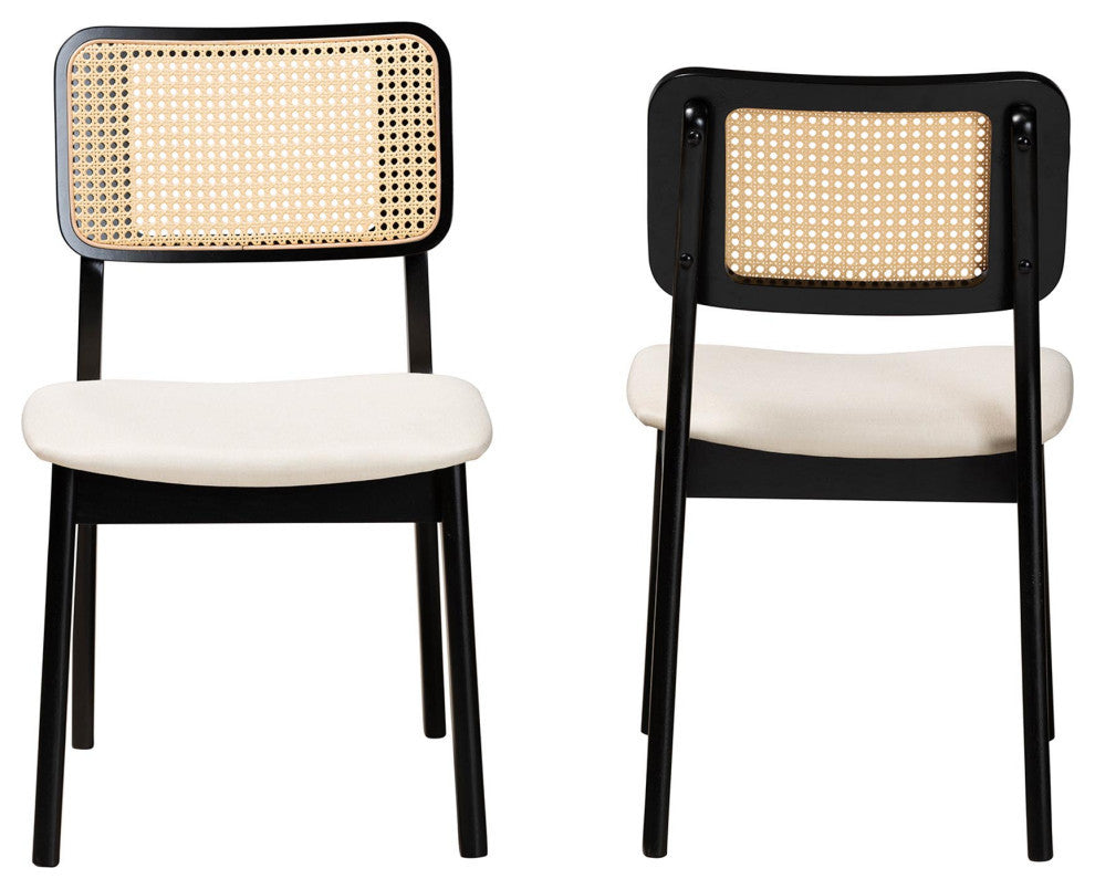 Dian 2-Piece Dining Chair Set, Cream/Black