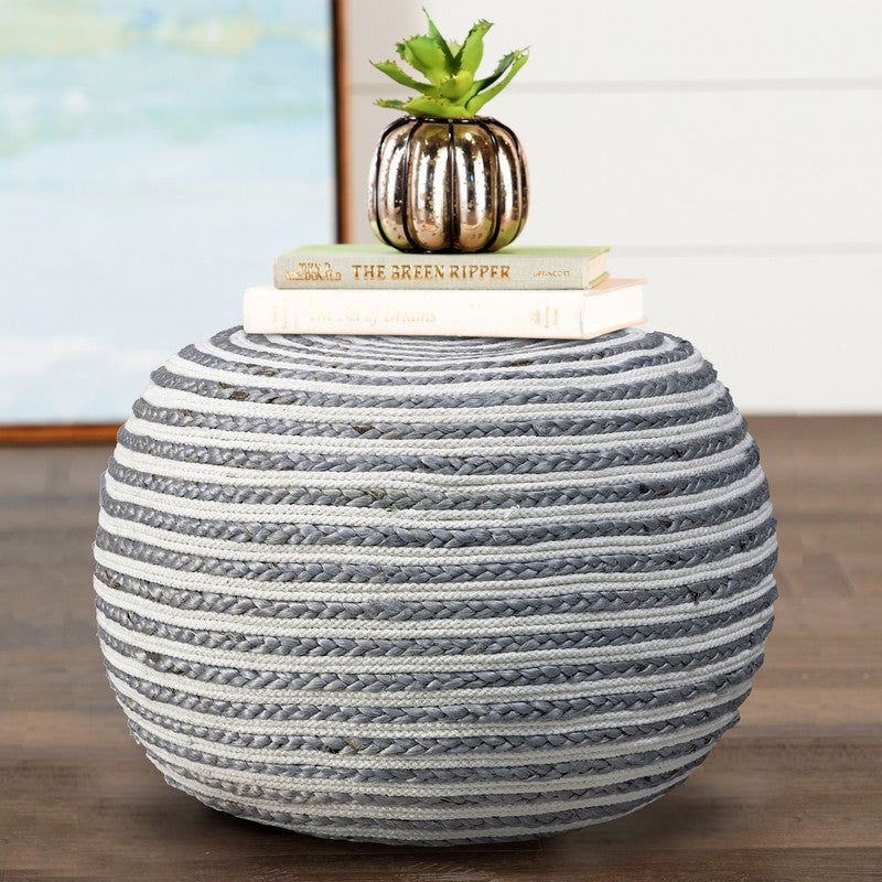 Silver Braided Pouf