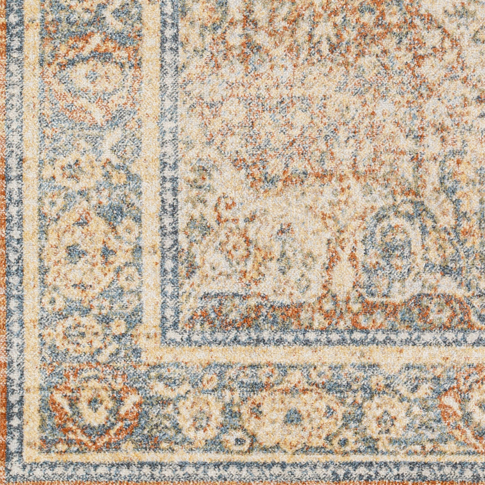 Lillian LLL-2304 Orange/Blue Machine Woven 6'7" x 9' Rug