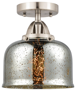 Large Bell Semi-Flush Mount, Brushed Satin Nickel, Silver Plated Mercury