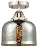 Large Bell Semi-Flush Mount, Brushed Satin Nickel, Silver Plated Mercury