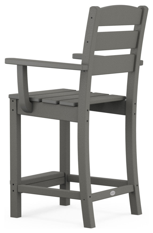 POLYWOOD Lakeside Counter Arm Chair, Slate Gray