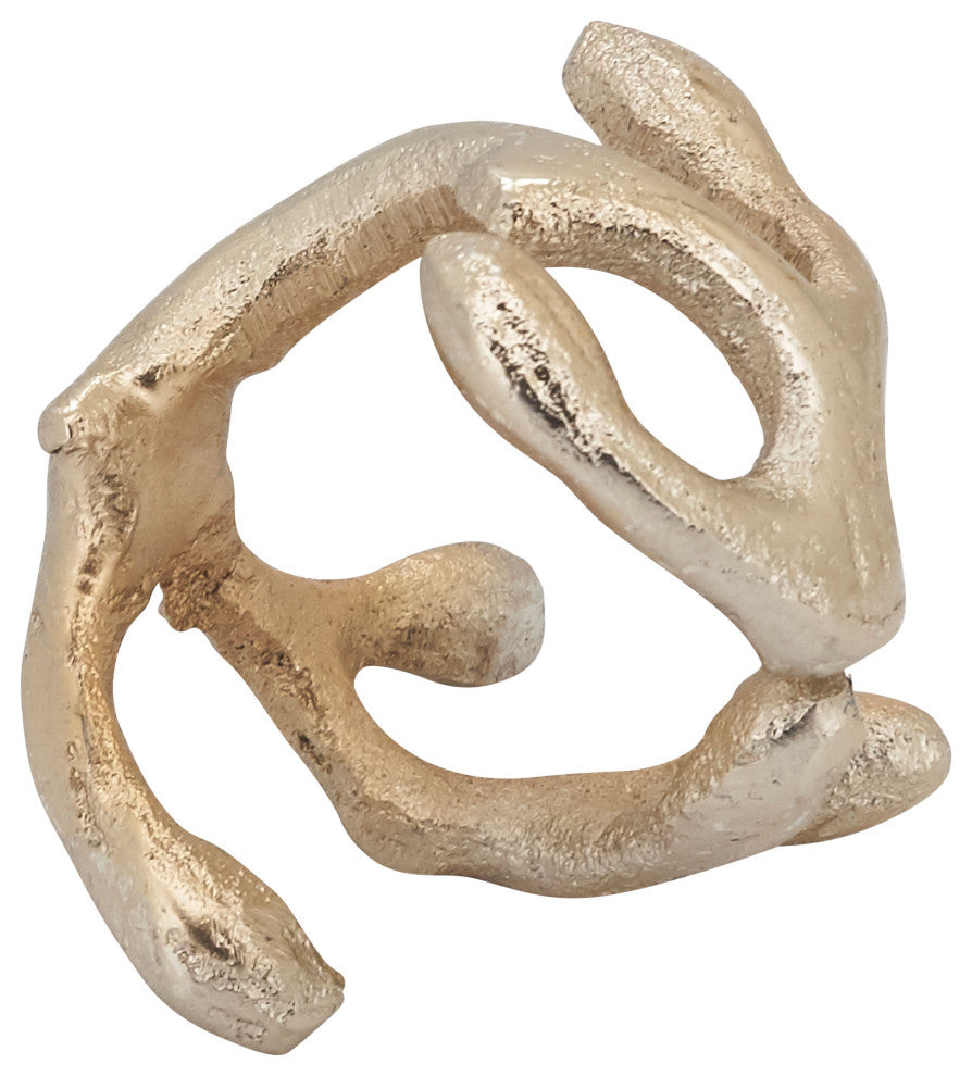 Twigs Design Napkin Rings (Set of 4), Gold