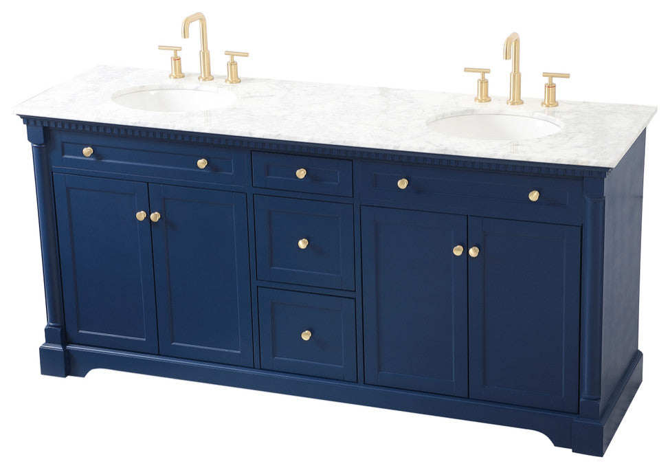 Home Living 21.5" Transitional Black-Light Bathroom Vanity, Blue, 72