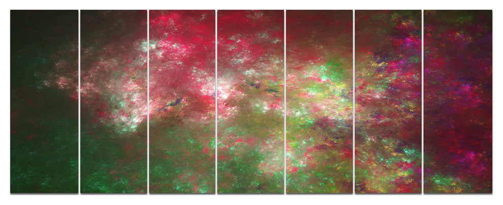 Colorful Starry Fractal Sky, Abstract Canvas Art Print, 83"x32", 7 Panels