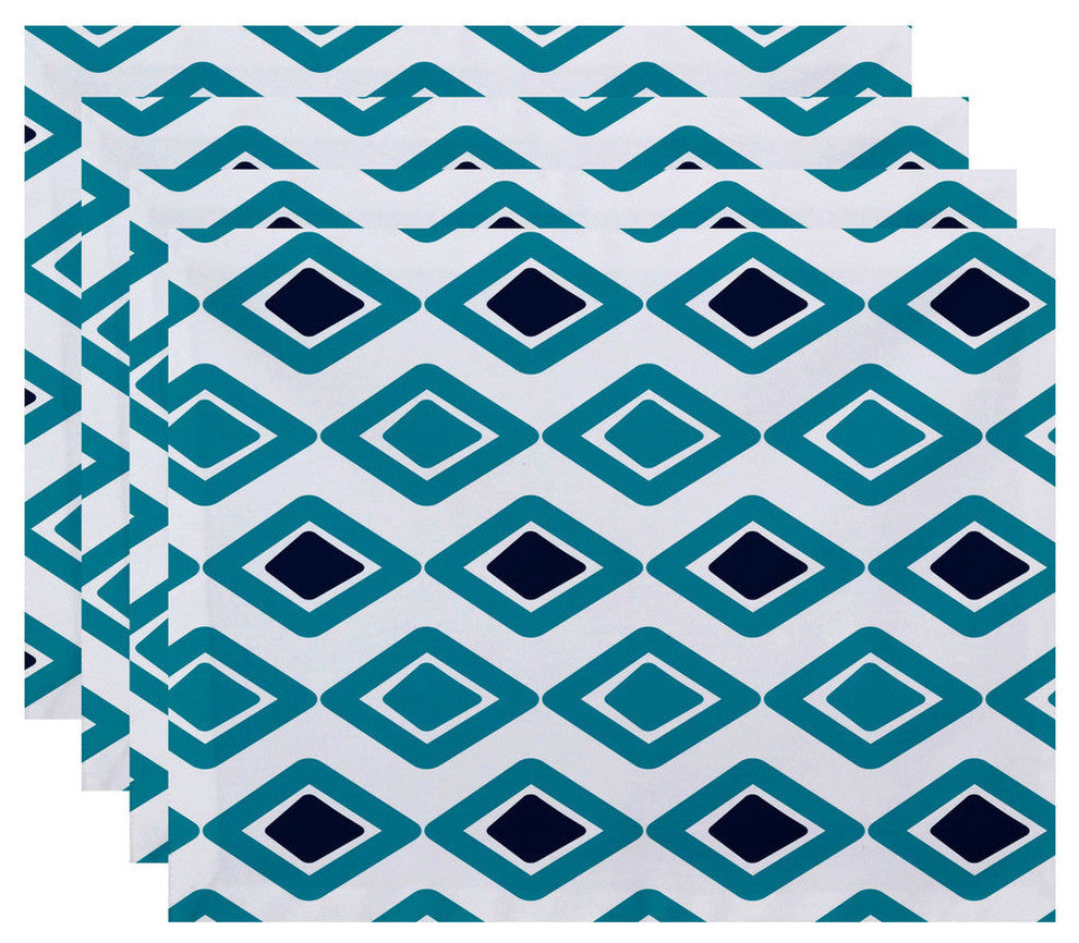 Diamond Jive 2, Geometric Print Placemat, Aqua