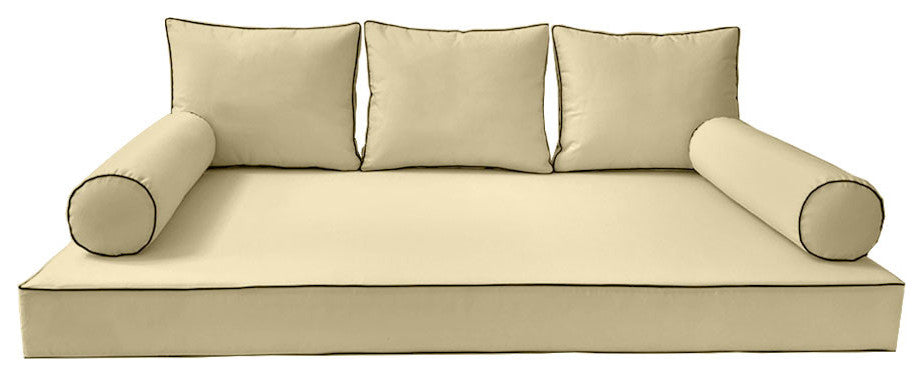 S3 Crib Size 6PC ContrastPipe Daybed Mattress Cushion Bolster Complete Set AD103