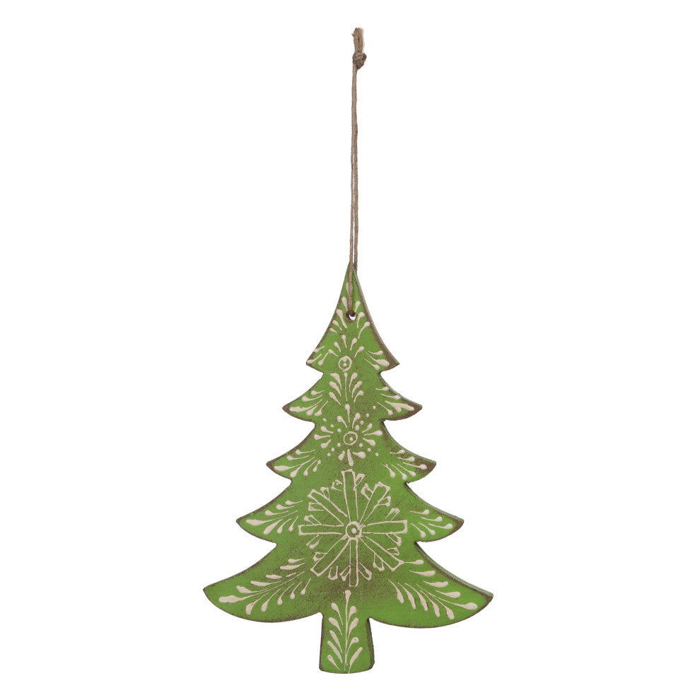 Wood Pine Tree Ornament, Set of 6