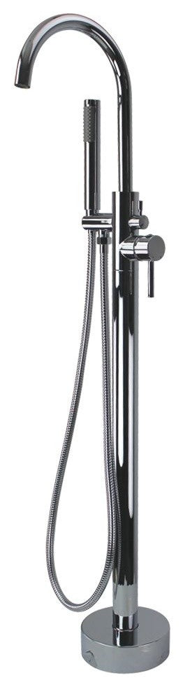 Transolid Peyton Free Standing Tub Filler With Hand Shower, Polished Chrome