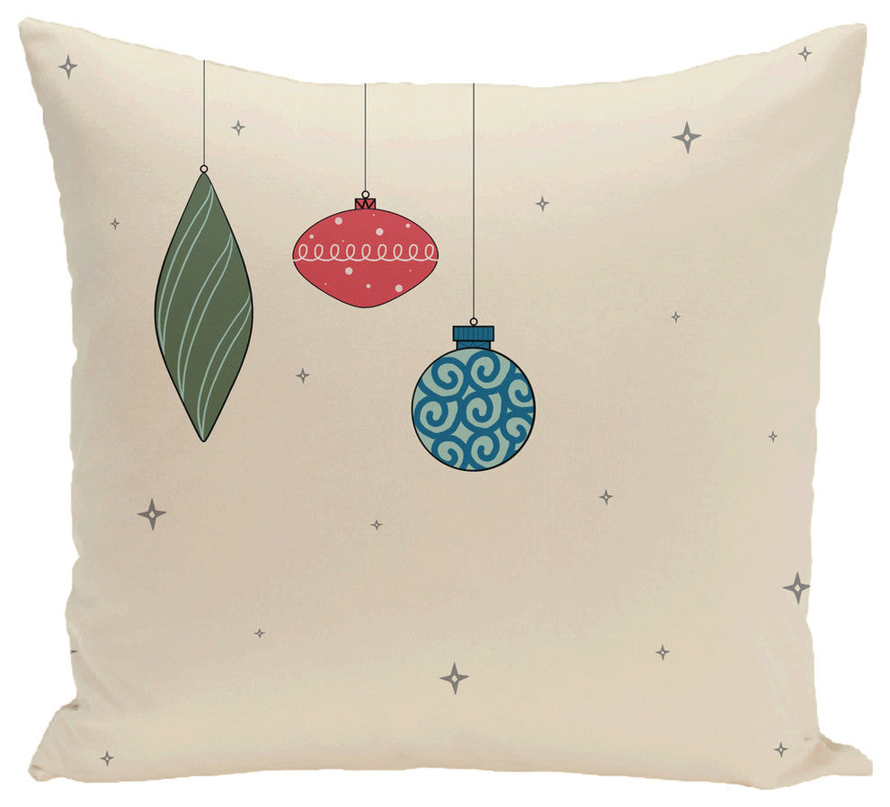 Light Bright, Decorative Holiday Print Pillow, Ivory And Cream, 16"x16"