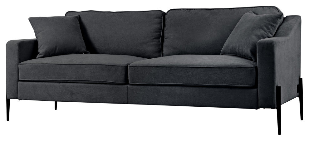 81 Inch Polyester Modern Loveseat Sofa with Two Pillows, Grey