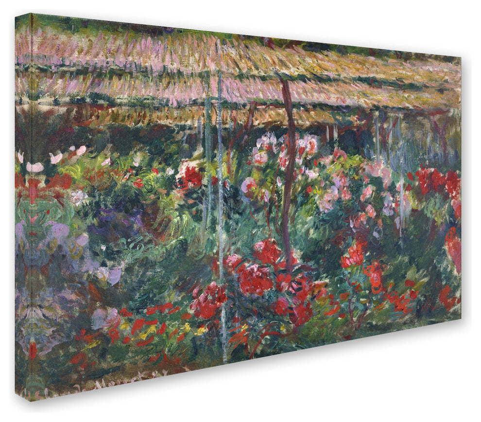 Monet 'Peony Garden' Canvas Art, 19 x 12