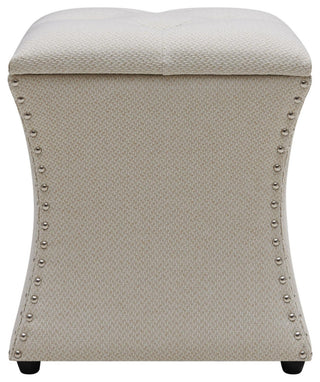 Amelia Nailhead Tufted Storage Ottoman - Cardiff Cream