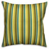 Stripes, Green Outdoor Throw Pillow, 20"x20"