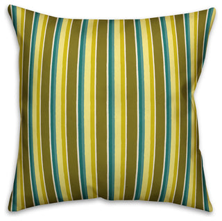 Stripes, Green Outdoor Throw Pillow, 20"x20"