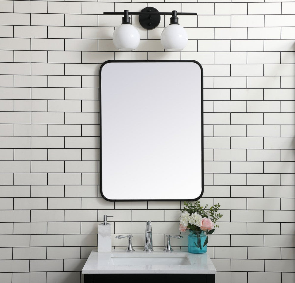 Ellis Soft Corner Metal Rectangular Mirror, Black, 22"x30"