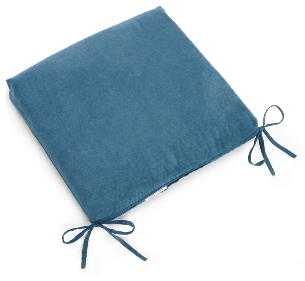 20"X19" Solid Microsuede Chair Cushions, Set of 2, Teal