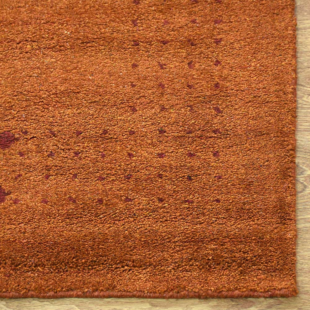 HAND KNOTTED LOOM SILK ECO-FRIENDLY AREA RUGS -8'x8',Square,Orange,Contemporary