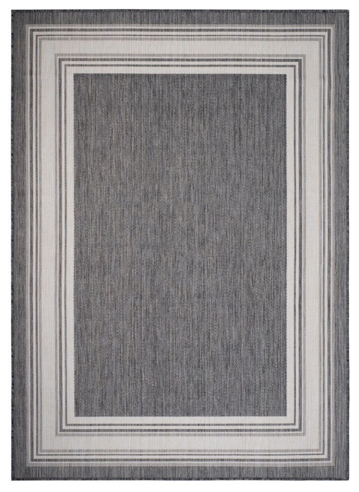8" x 10" Gray Framed Indoor Outdoor Area Rug