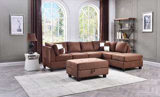 Solana Micro Suede Sectional, Chocolate Micro Suede