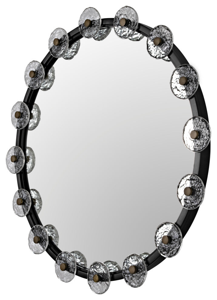 Moira Mirror With Glass Details, Black Metal
