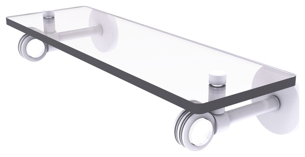 Clearview 16" Glass Shelf with Dotted Accents, Matte White