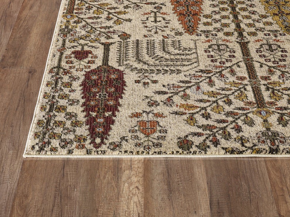 Abani Mesa MES130A Beige Tree of Life Print Area Rug