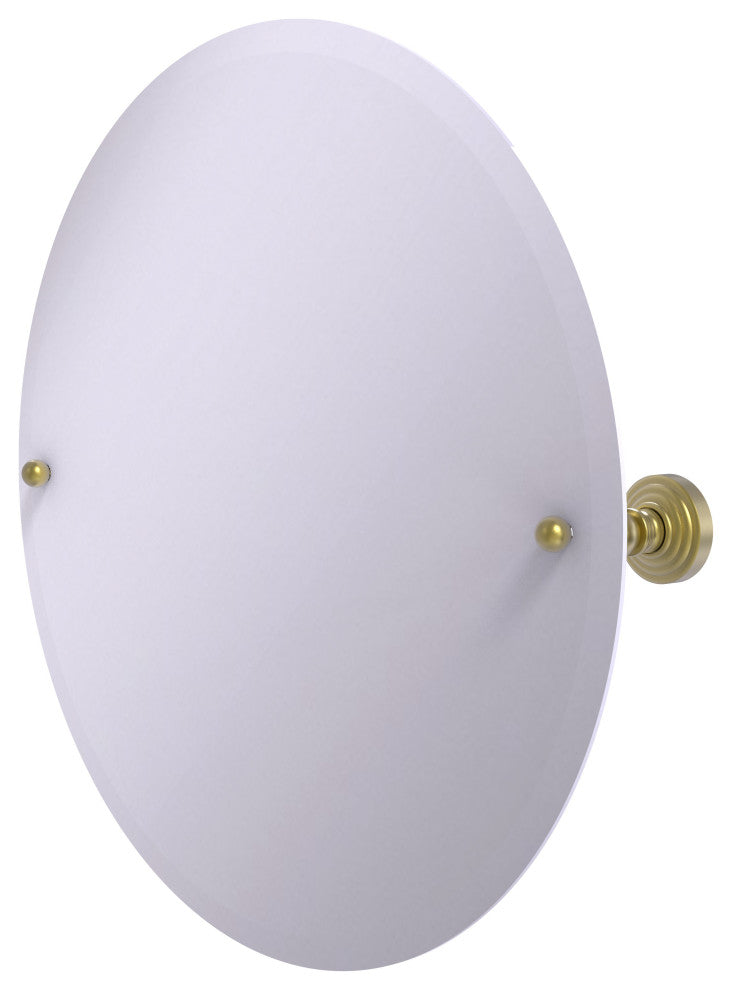Frameless Round Beveled Edge Tilt Mirror, Satin Brass