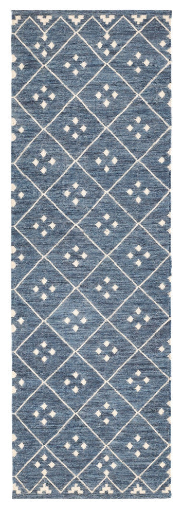 Dash & Albert Kota Indigo Handwoven Wool Rug, Blue, Runner-2'6" x 8'