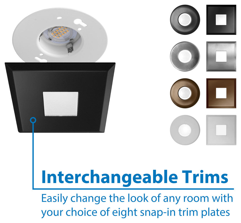 SureFit(v3) LED Flush Mount Ceiling Light, 3000K with Square Black Trim