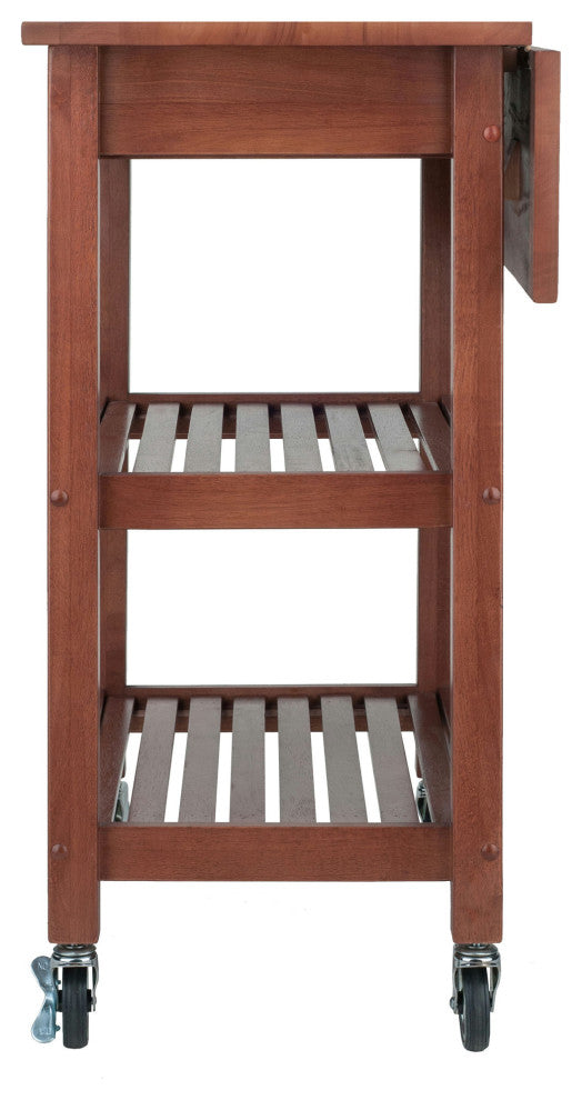 Winsome Jonathan Transitional Solid Wood Kitchen Cart in Walnut