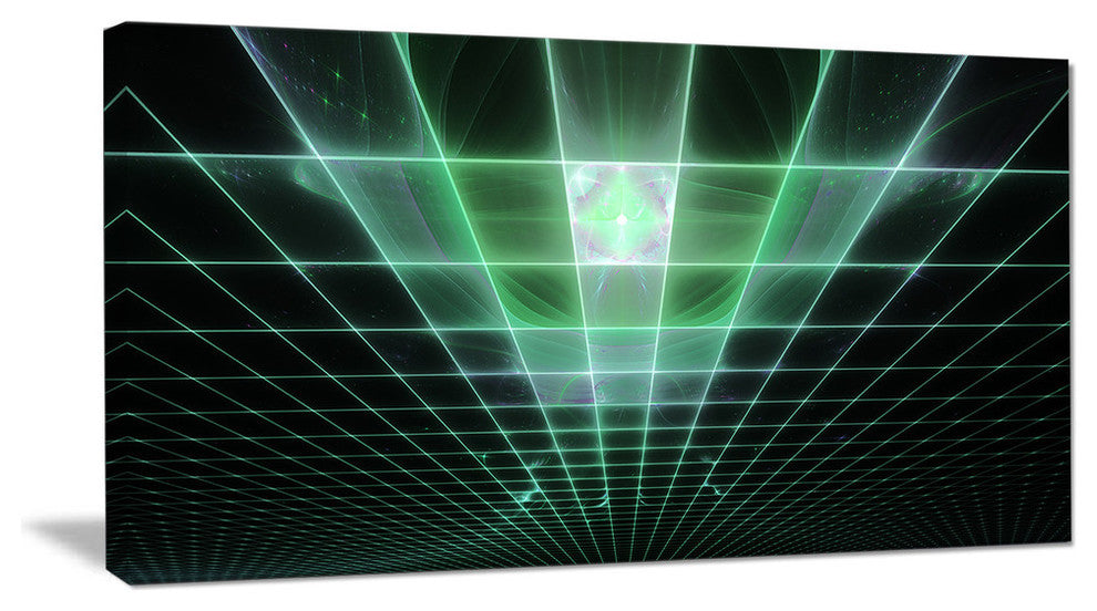 Light Green Bat on Radar Screen, Oversized Abstract Canvas Art Print, 60x28