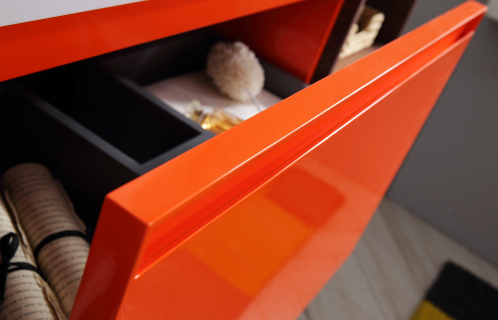 Manarola Red Amber with Thick Quartz Wall Mount Vanity, Open Shelf, 60"