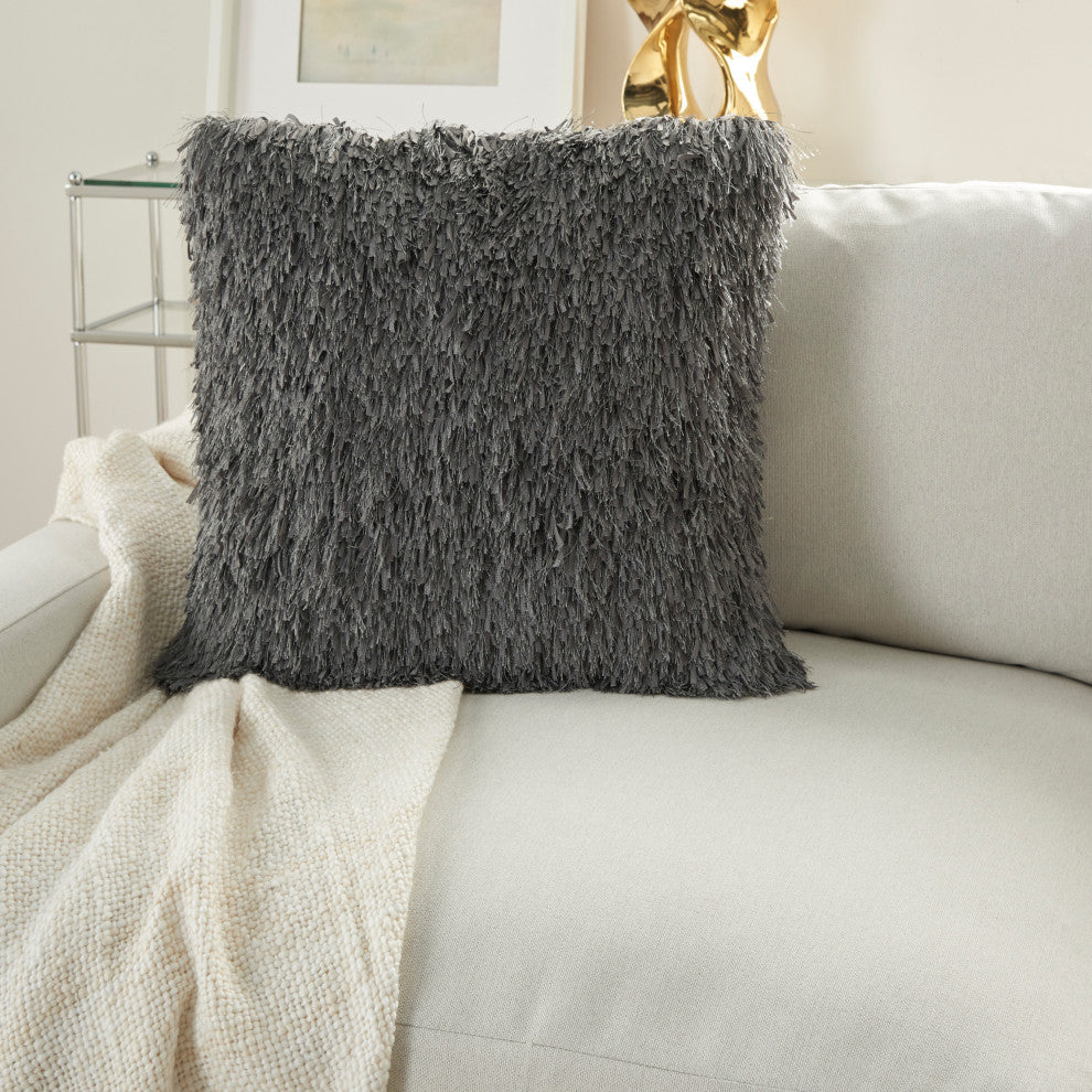 Mina Victory TL048 Throw Pillow, Charcoal, 20" x 20"