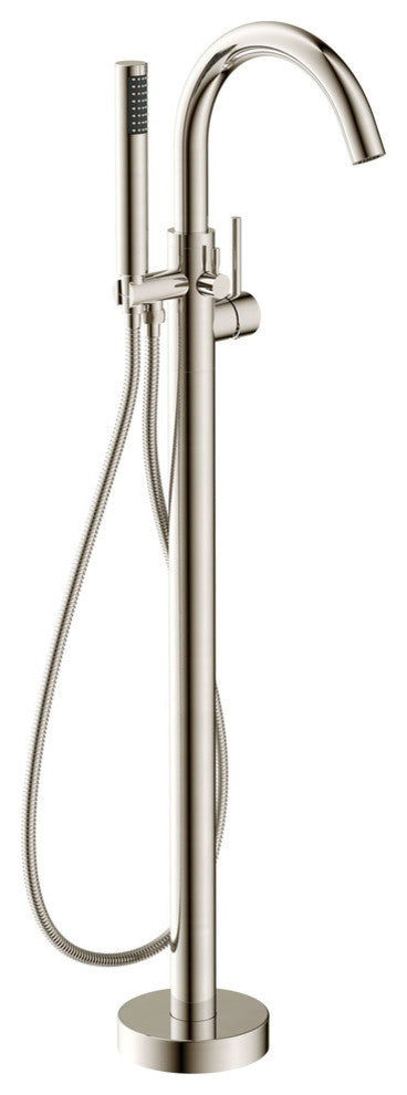ANZZI Kros Series 2-Handle Freestanding Faucet with Hand Shower, Brushed Nickel