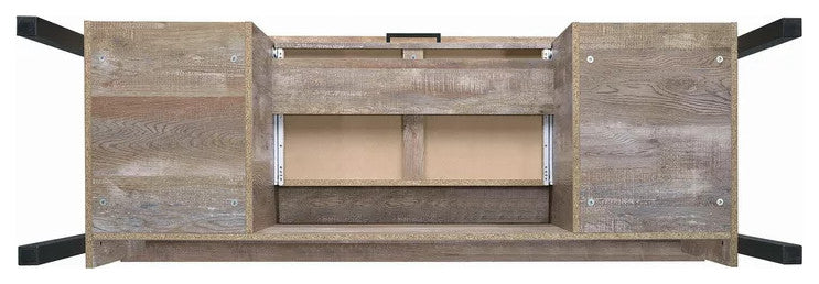 Rustic Desk, Spacious Rectangular Top With 4 Drawers & Cabinet, Weathered Oak