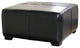 Baxton Studio Black Full Leather Square Ottoman Footstool