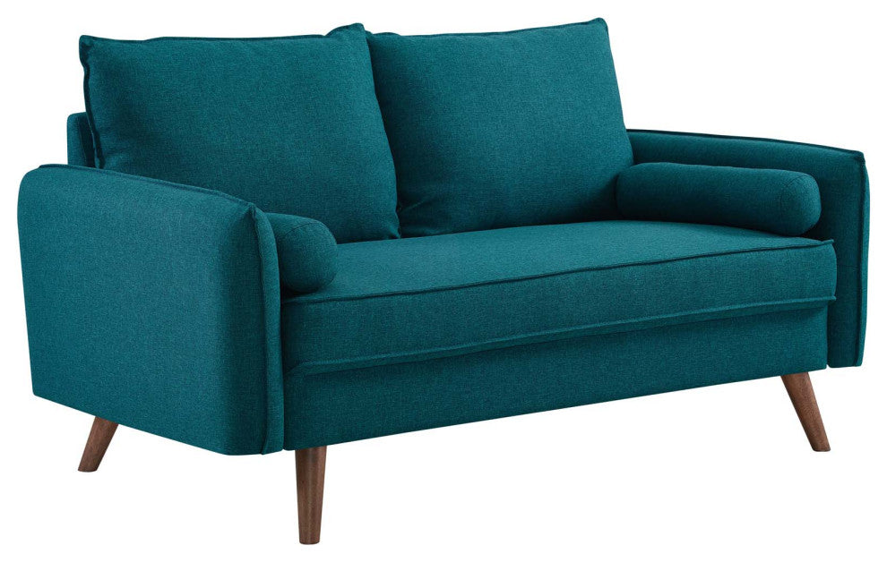 Revive Upholstered Fabric Loveseat, Teal