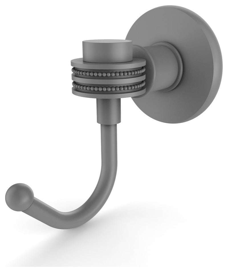 Continental Robe Hook With Dotted Accents, Matte Gray