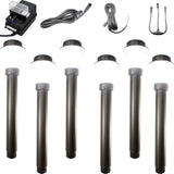 6 Piece Mini Bollard Outdoor LED Area Light Kit, Frosted Diffuser, Bronze