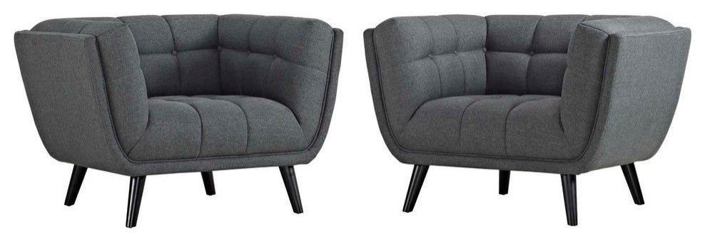 Bestow 2-Piece Upholstered Fabric Armchair Set Gray