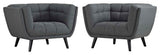 Bestow 2-Piece Upholstered Fabric Armchair Set Gray