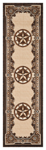 Allstar Western Area Rug Texas Star design, Chocolate, 2x7