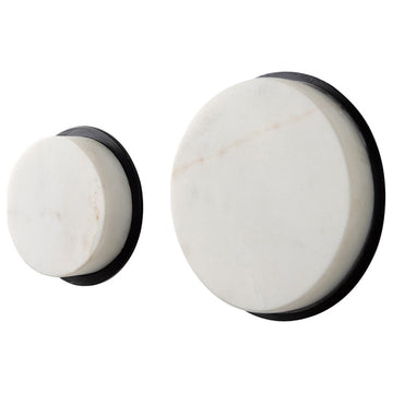 Sophia White Marble Wall Hooks, 2-Piece Set
