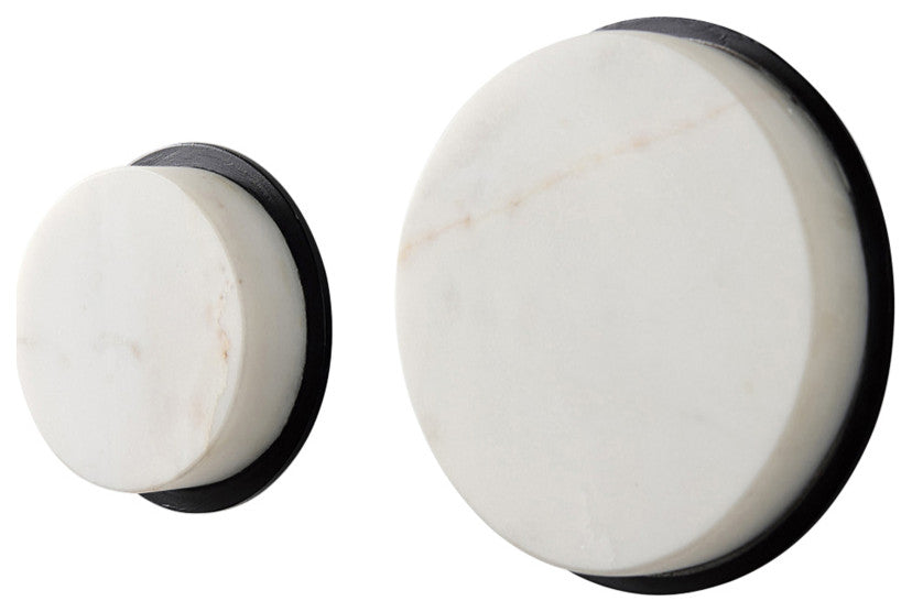 Sophia White Marble Wall Hooks, 2-Piece Set