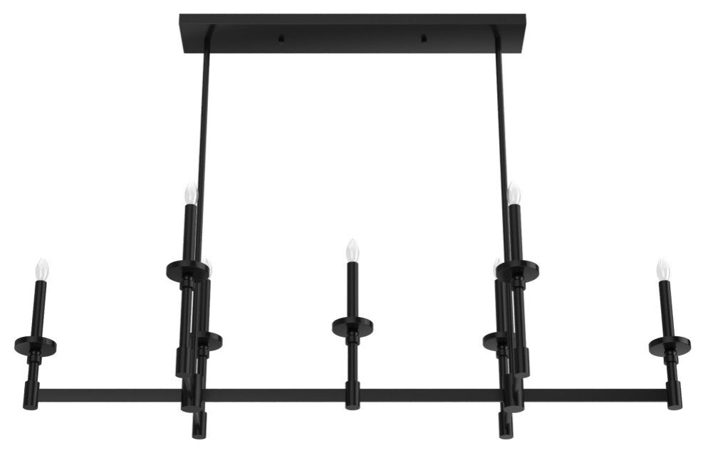 Hunter Briargrove Matte Black 7-Light Linear Chandelier Light Fixture
