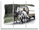 "Horse Cart Black and White" Painting Canvas Art, 3 Panels, 36"x28"