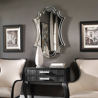 Elara Wall Mirror, Antiqued Silver